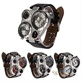 Amyove Mens Quartz Analog Digital Leather Band Sports Wrist Watch Watches Black