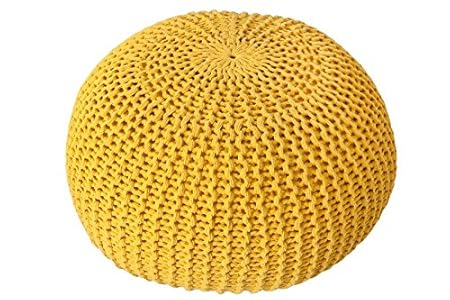 ANTARRIS Sitzhocker Sitzpuff Bodenkissen Ø 50 cm, 55 cm oder 80 cm ver. Farben Baumwolle (Ø 50 cm, gelb)