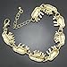 Gold Plated Q&Q Fashion African Elephant & Baby Link Hindu Ganesh Charms Link Chain Bangle Bracelet