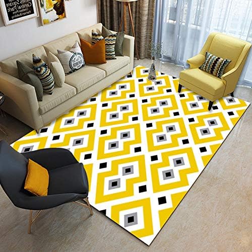 Rug Rug Bedroom Modern Geometric Living Room Rug Fresh Yellow Stain Resistant Fluffy Thick 200X300