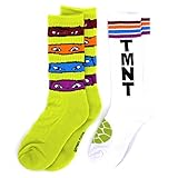 TMNT Teenage Mutant Ninja Turtles Boys 2 pack Crew Socks (Lime/White TMNT, 6-8)