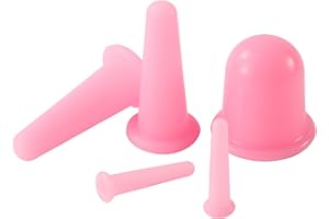 Yeetec 5 Pack Silicone Facial Cupping Set Vacuum Massage Cups Kit Pink Face Massager Helper Cup for Face Neck Back Eyes Skin 