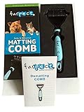 PREMIUM Dematting Comb for Cats and Dogs by FURPECT ™ * Double Sided Professional Grooming Rake * Perfect for Matted and Tangled Hair * Ideal for Deshedding and Detangling * Lifetime Guarantee