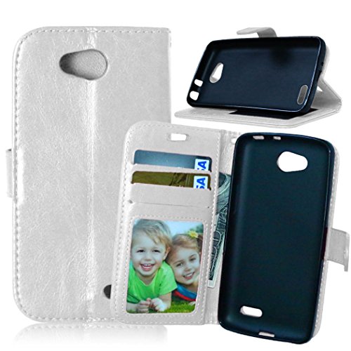 L90 Case, LG Optimus L90 Case, Lwaisy [Kickstand Feature] Premium PU Leather Wallet Flip Phone Protective Case Cover with Card Slots for LG Optimus L90 (T-Mobile) / D415 - White