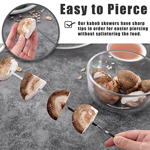 MCPINKY Kabob Skewers, 20 PCS Flat Grilling Skewers Stainless Steel Kebab Sticks Roast Needles for Meat Shrimp Vegetable Camping