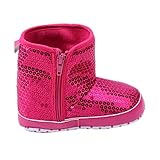 Weixinbuy Baby Girl Toddler Anti Slip Soft Sole Sequins Zipper High Boot
