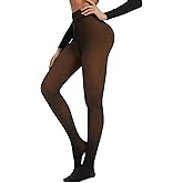 Tyusatu Fleece Lined Tights Leggings Women Black,Fleece Lined Tights Thermal Warm or Winter Skintone Sheer