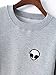 Clothink Women Black/Gray Long Sleeve Cropped Jumper Sweatshirt With Alien Print