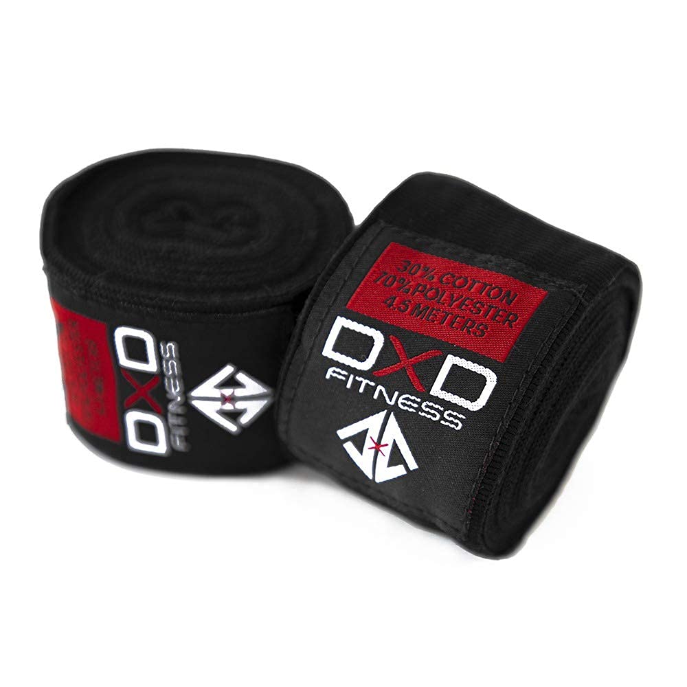 DXD Boxing Hand Wraps Inner Gloves for Punching - Hand, Wrist & Knuckle Protection for Martial Arts, Kickboxing, MMA, Muay Thai Training & Combat Sports 4.5 Meter Elasticated Woven Bandages Thumb Loop