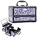 Joligrace Makeup Train Case for Girl Cosmetic Box Jewelry Organizer Lockable with Keys and Mirror 2-Tier Tray Portable Carrying with Handle Travel Storage Box - Purple Floral