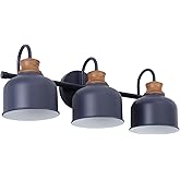 Jetima 3-Light Vanity Light Fixture – Industrial Dark Blue Wall Sconce with Metal Shades, Ideal for Bathroom, Bedroom, Kitche