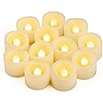 CANDLE IDEA 12 PCS LED Flameless Flickering Tea Lights Votive Candle Battery Operated/Electric Flicker LED Tealight Bulk Fake Candles for Halloween Christmas Wedding Party Decorations (Warm White)