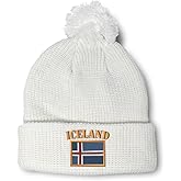 Custom Pom Pom Beanies for Women Iceland Flag Icelander Icelandic Island Skull Cap Acrylic One Size
