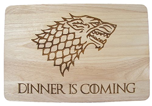 GAME OF THRONES GIFT IDEA GOT HARDWOOD CHOPPING CUTTING CHEESE BOARD PLACE MAT DINNER IS COMING WOLF WINTER ENGRAVED WOOD KITCHEN COOKING BAKING BIRTHDAY PRESENT WOODEN LASER ENGRAVED