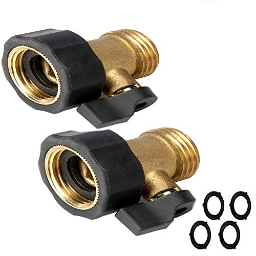 Heavy Duty Brass Shut Off Valve, Garden Hose Connector,Watering Spigot Connector, Garden Water Hose Shut off Valve(2 PACK) - Thumbnail 4
