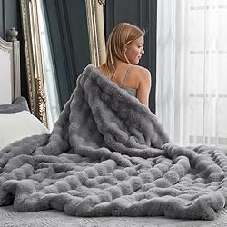 Cozy Bliss Faux Fur Throw Blanket for Couch, Fuzzy