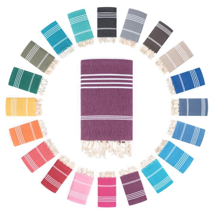 Darido Handmade Turkish Fouta Hammam Towel - XXL Sauna, Bath, & Beach Towel 100 x 200 cm - 100% Cotton - Lightweight, Soft & Absorbent - Multiuse & practical