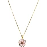CYUKG Pink Flower Necklace for Women Crystal Cherry Floral Necklaces