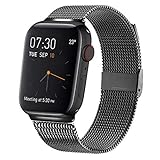 MCORS for Watch Band 44mm 42mm,Stainless Steel Mesh Metal Loop with Adjustable Magnetic Closure Replacement Bands for Iwatch Series 4 3 2 1 Black