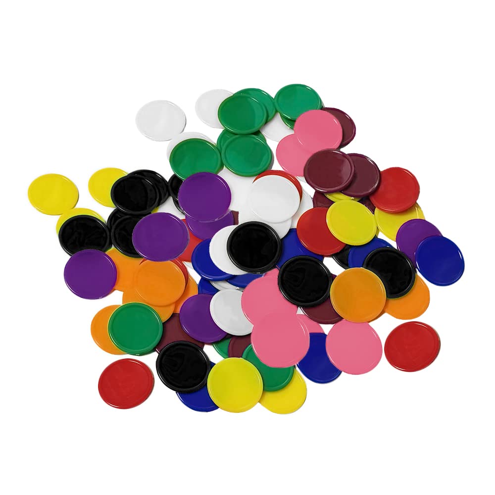 Lahviuu Coloured Counters, 200 Pcs Plastic Bingo Chips Poker Tokens Small Coin Counter for Math and Games, 10 Colors Learning Counting Chip, 20 Pcs per Each Color, 2.5cm Diameter