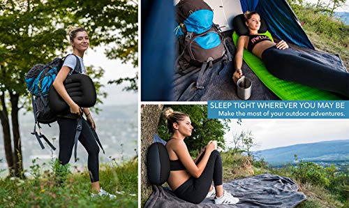 SuitedNomad Inflatable Camping Pillow-Ultralight Backpacking Blow Up Travel Pillow-Comfortable,Ergonomic Neck&Lumbar Support-Great for Camp,Hiking,Tent,Beach (Black)
