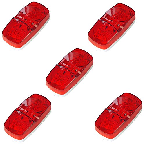 NEW SUN 5x LED Marker Lights Red for Truck Trailer Bullseye Side Clearance Lights 12V - Surface Mount Marker Lights - 10 Diodes