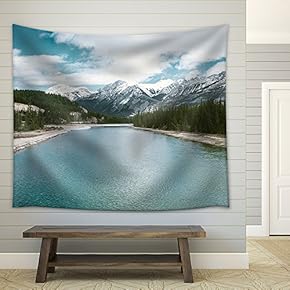 Lake in Mountain Area - Fabric Wall Tapestry Home Decor - 51x60 inches