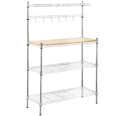 Metal Baker's Rack with Storage, Cutting Board, Microwave Shelf