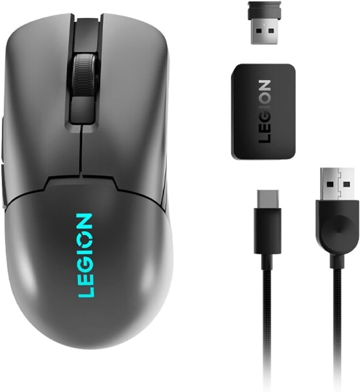 Legion M600s Qi, Mouse Gaming Wireless, Sensore PAW3370, 73g, Simmetrico, Ricarica Type-C o Wireless Qi, Connessione Dongle USB o Bluetooth
