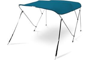 AA PRODUCTS INC. AA Products 3 Bow Bimini Top Cover Sun Shade Boat Canopy Waterproof Includes Storage Boot with Aluminum Frame, 46" Height with Rear Support Poles