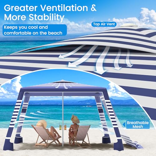 MoKo Beach Cabana 8x8 Sun Shelter Tent with UPF 50+ Protection, Removable Walls, Wind Resistant image 23