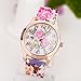 Suppion Women Silicone Printed Flower Causal Quartz Wrist Watches Hot Pink
