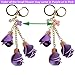 Bolbove 3 Leather Roses Keychain Backpack Flowers Keyring Purse Pendant Handbag Charm (Purple)