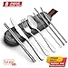 Reusable Travel Utensils Silverware with Case,Travel Camping Cutlery set,Chopsticks and Straw for Camping, Portable Flatware Cutlery Set with Case, Stainless steel Travel Utensil set 8 Piece