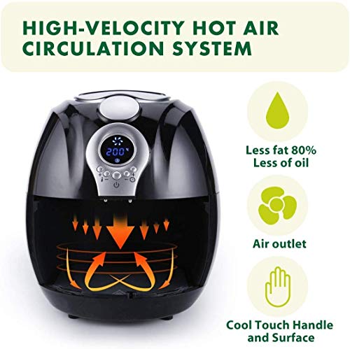 Air Fryer, VICOODA Electric Air Fryer 3.7Qt/3.5L 1400W, LED Display, Hot Air Fryer Oil-less Fryer for Home, Healthy Foods, 8-in-1 Cook Presets, Non Stick Fry Basket, Auto-timer & Temperature Controls