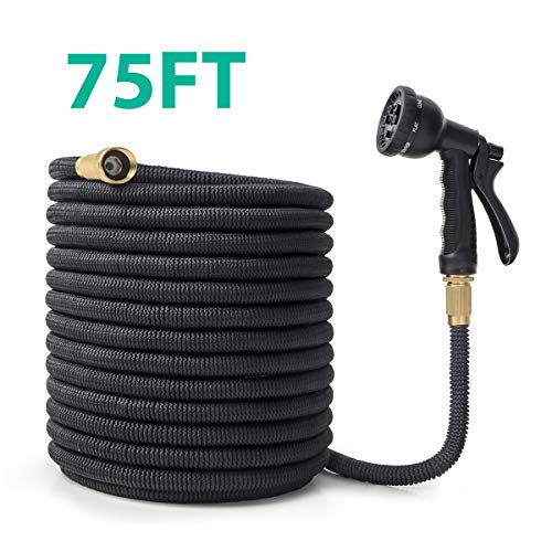 OWSOO Garden Hose, 75 FT Water Hose with 3/4" Solid Brass Fittings, Durable Flexible Garden Hose with Double Latex Core, 8 Functions Sprayer, Extra Strength Fabric, Expandable Hose for Gardening - Thumbnail 6