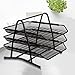 Caveen 3 Tiers Letter Trays Desk Organizer Black Mesh Paper Storage Document Organizer