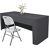 Nacuci 48X24 Inch Grey Rectangle Fitted Tablecloth Open Back Fitted Table Cloth Washable Polyester Fitted Table Cover for 4 Foot Folding Table Display Trade Show Party Wedding Banquet Birthday