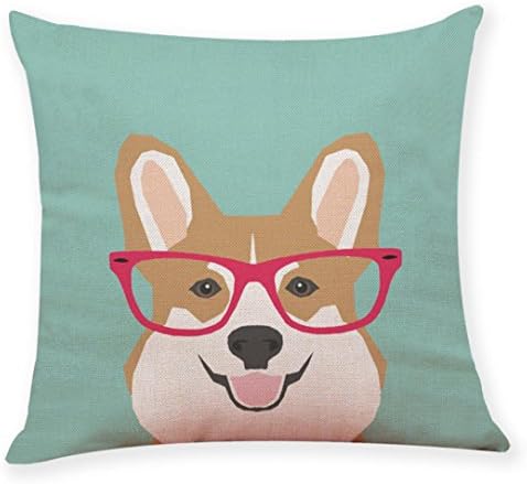 Alixyz Home Decor Pillow Case Fashion Cute Dog Patterns Pillow Cases Linen Sofa Cushion Cover (E, M)