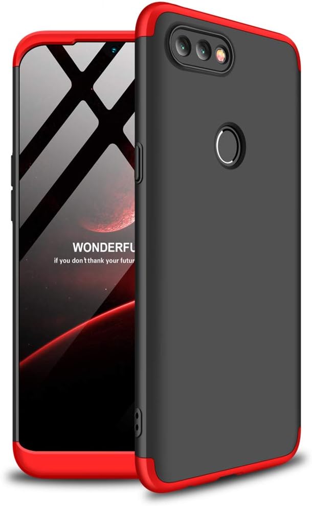 Oppo Realme 2 Pro Case Ultra Slim &Thin Hard PC Cover Body Protective Back Case Shell Wood GrainNon-Slip Case with Excellent Shockproof Protection Cover，Black+Red