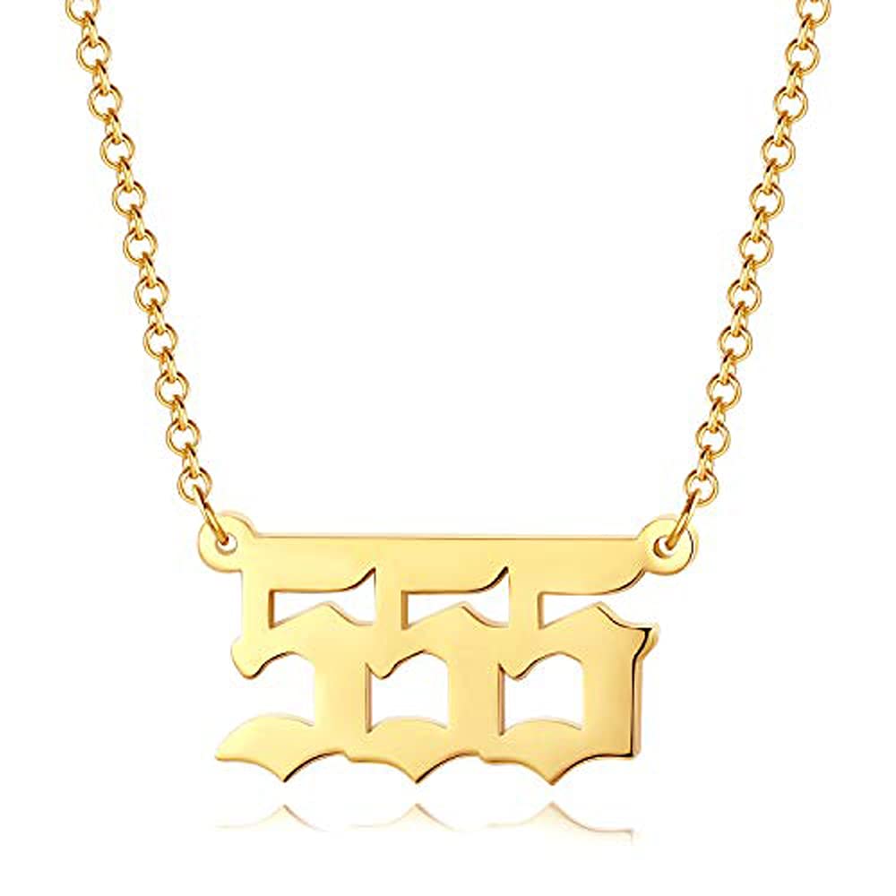 VCCKNB JEWELRY Angel Number Necklace, Number Charm Necklace Angel Number Necklace 111 222 333 444 555 666 777 888 999 000 Gold Angel Number Necklace for Women (A- Gold Number Necklace 555)