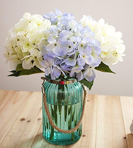 Amazon Jhxena人工flowertransparentガラス花瓶ミックスフラワーキット ブルー紫陽花 造花 オンライン通販