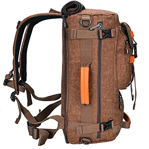 Canvas Backpack WITZMAN Vintage Travel Backpack Hiking Luggage Rucksack Laptop Bags AB2020 (20 inch brown) - Thumbnail 3