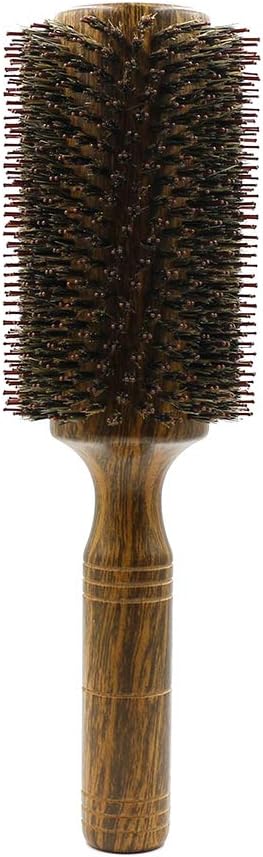 CestoMen Wood Round Hair Brush Oversize Boar Bristle Head Brush Women Natural and Soft Hair Brush for Fine Thick Hair Blow Drying, 3.15 Diameter Core, 4.72" with Bristles