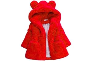 WEONEDREAM Toddler Girls Winter Fleece Coat Kids Hooded Faux Fur Jacket Baby Warm Outwear