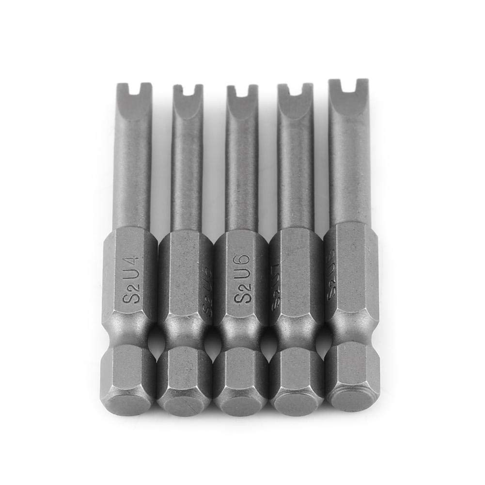 U-shaped Screwdriver Bit 1/4 Hex Bits, Asixx Screwdriver Bit Set, 5 Pcs Alloy Steel 50mm Length 1/4" Hex Shank U-shaped Magnatic Screwdriver Bits Set for Electric Screwdrivers, Hand Screwdrivers, Elec