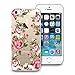 Soft Rubber TPU Case for iPhone 5/5s, CasesByLorraine Red Rose Floral Flower Pattern TPU Soft Rubber Clear Transparent Case for iPhone SE & iPhone 5/5s (E06)