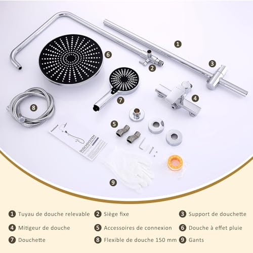 KeeGone Complete Non Thermostatic Shower Set - 26cm Rainfall Shower Head and Triple Function Hand Shower, No Thermostatic Mixer Tap