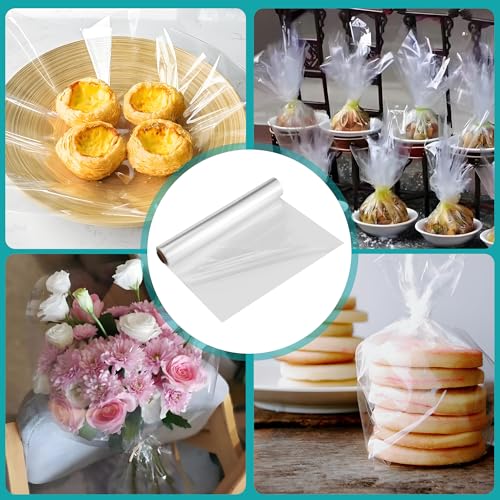 BUCOMTU 3 Mil Transparent Packaging Paper, 86 cm x 30 m, Transparent Plastic Roll, Suitable for Various Holidays and Occasions such as Valentine's Day, Christmas, Weddings