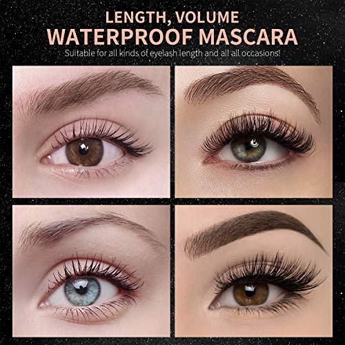 Waterproof Black Lash Mascara - 4D Silk Fiber Volume Waterproof Natural Extention Mascara Thickening Lengthening Long Lasting Thick Volumious Eyelash Blackest